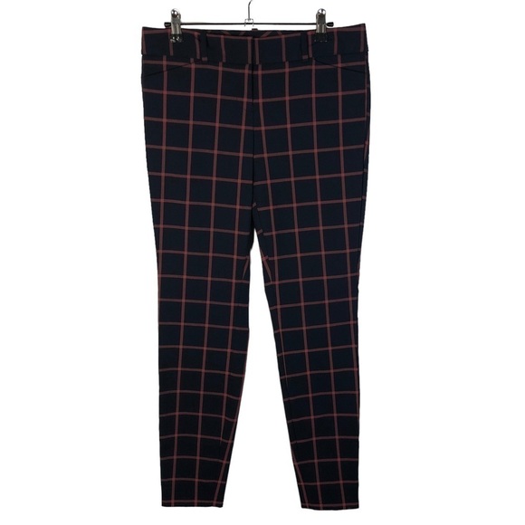The Limited Ideal Stretch Navy Blue & Pink Square Plaid Dress Pants 4 - Picture 1 of 4